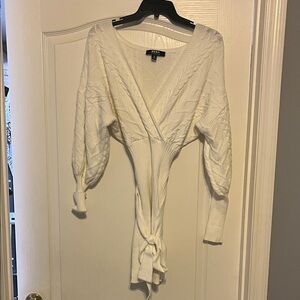 White Cable Knit Sweater Dress